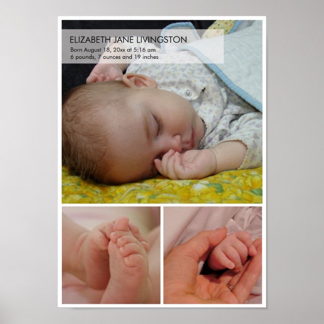 Póster 3 foto de bebé montaje moderno colgado de pared ve (Frente)