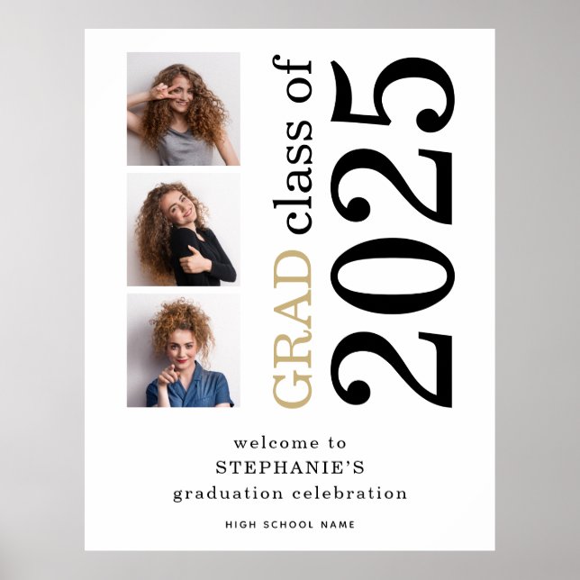 Póster 3 fotos 2024 White Welcome to Graduation (Frente)