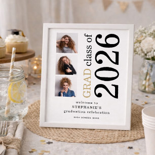 Póster 3 fotos 2026 Blanco Bienvenidos a la Graduación