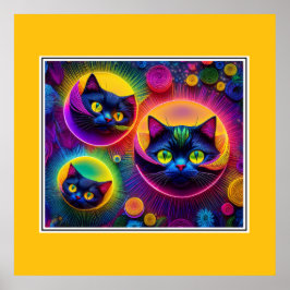 Póster 3 Gatos De Fantasía En Burbujas Energéticas Radian