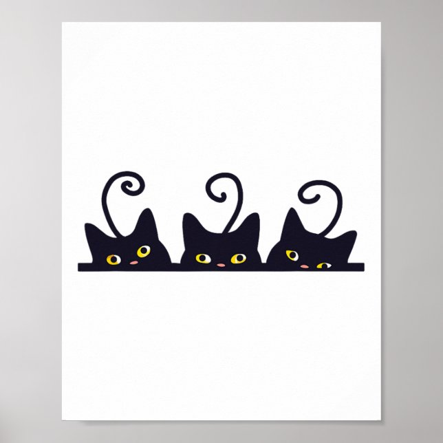 Póster 3 gatos negros Divertidos amantes del gato diseñan (Frente)