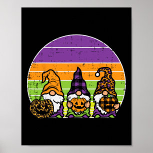 Póster 3 Gnomes de leopardo trenzado calabaza retro Cos d