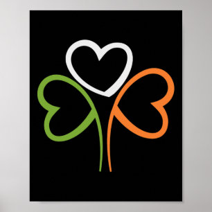 Póster 3 Hearts Trébol de Irlanda Bandera de Irlanda Día