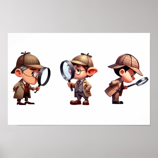 Póster 3 Investigadores privados que buscan pistas (Frente)