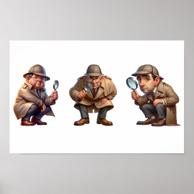 Póster 3 Investigadores privados que buscan pistas (Frente)