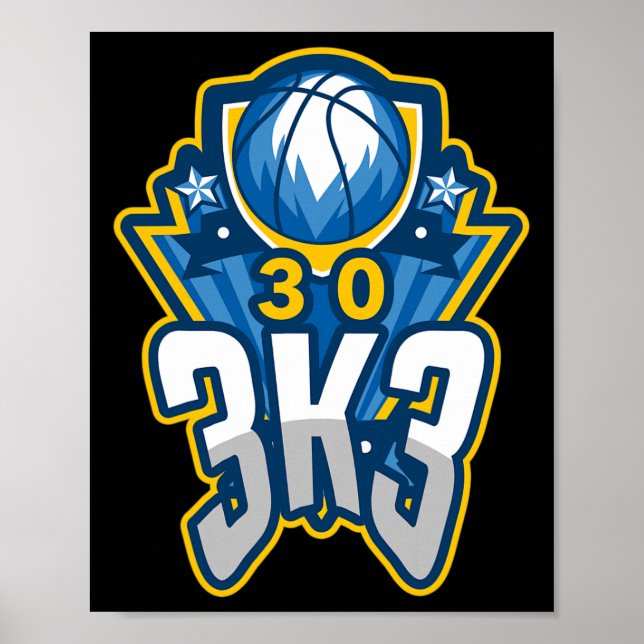 Póster 3 K 3 Point Bysketbyll Record 3000 Tres punteros (Frente)