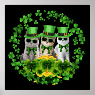Póster 3 Lindos Tres Gatos Regalo de San Patricio Gatito
