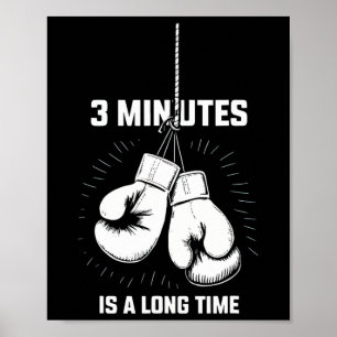 Póster 3 minutos es mucho tiempo boxeo divertido kickboxi