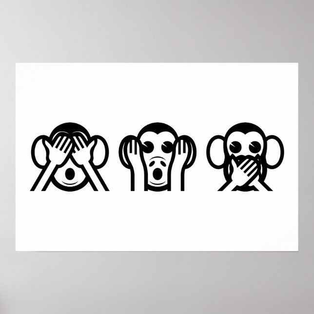 Póster 3 Monos Sabios Emoji (Frente)