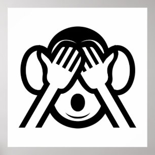 Póster 3 Monos Sabios Mizaru 見 ざ る Vean NINGUNA Emoji Mal