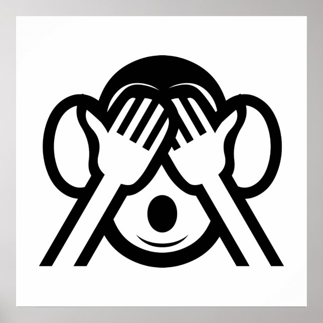 Póster 3 Monos Sabios Mizaru 見 ざ る Vean NINGUNA Emoji Mal (Frente)