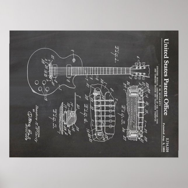 Póster 3 Patente de guitarra eléctrica - Gracioso regalo  (Frente)