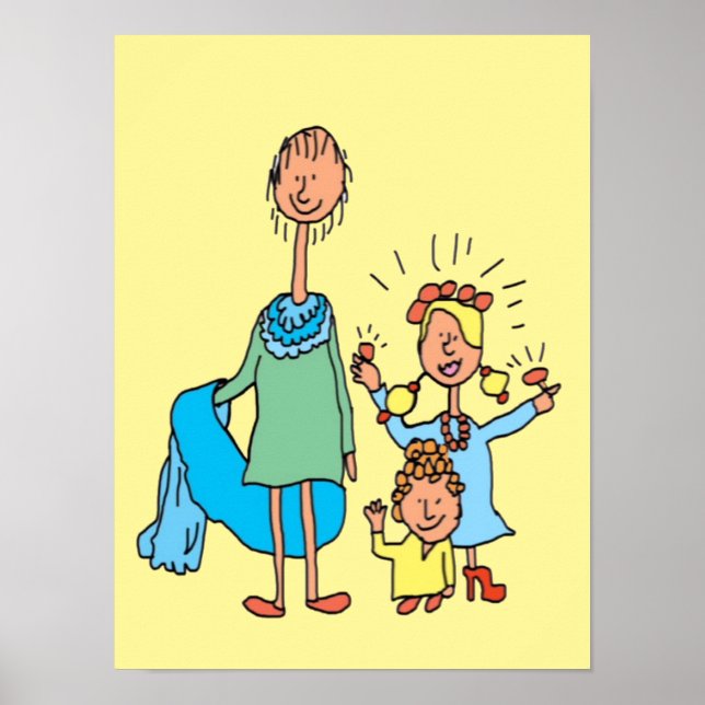 Póster 3 poster feliz de mujeres (Frente)