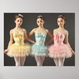 Póster 3 preciosas bailarinas con colores suaves