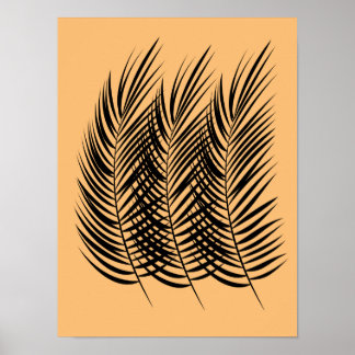 Póster 3 set of palm tree leaves wall art decor.