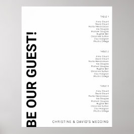 Póster 3 tabla Tabla de asientos simple Boda blanco