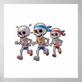 Póster “3D Cartoon Skeleton Race • Funny Running Skeleton