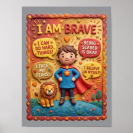 Póster 3D Clay Lindo Niño Valiente León Héroe Educativo
