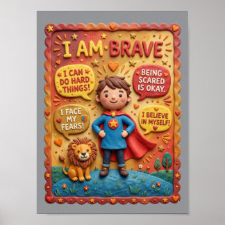 Póster 3D Clay Lindo Niño Valiente León Héroe Educativo
