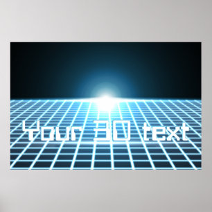 Póster 3D-Grid que brilla intensamente con el texto