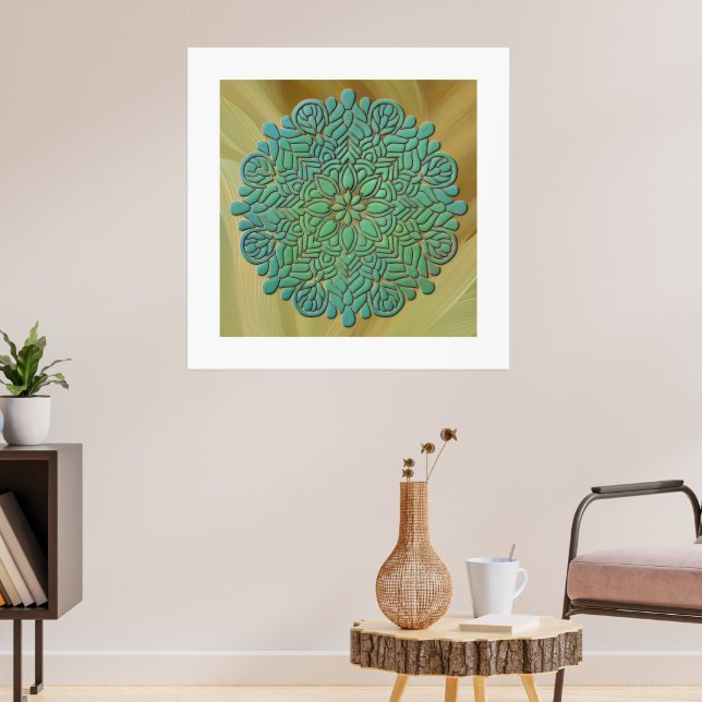 Póster 3D Mandala Meditación Yoga fondo colorido (Salón 3)