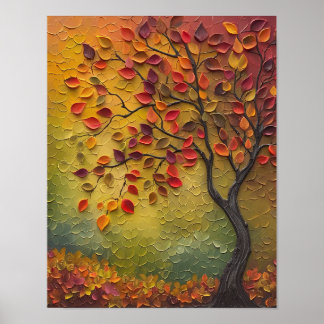 Póster 3D Painting Autumn Tree Poster