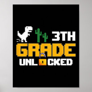 Póster 3er Grado Desbloqueado Dinosaurio Divertido Juego