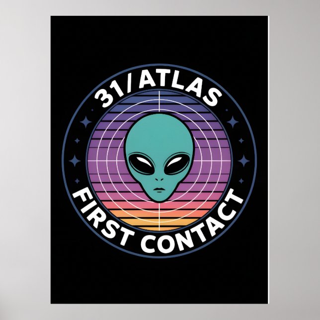 Póster 3I Atlas Estilo Glitch Sci Fi Retro Espacio Divert (Frente)