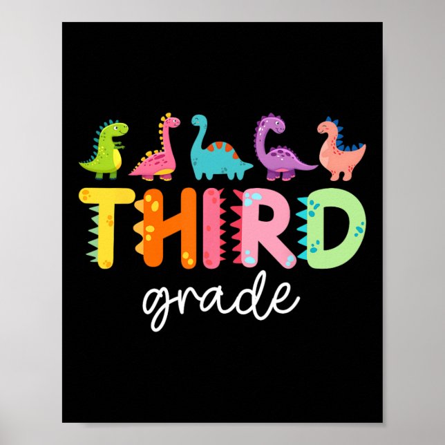 Póster 3rd Grade Dinosaur Ck To School First Day Of Schoo (Frente)