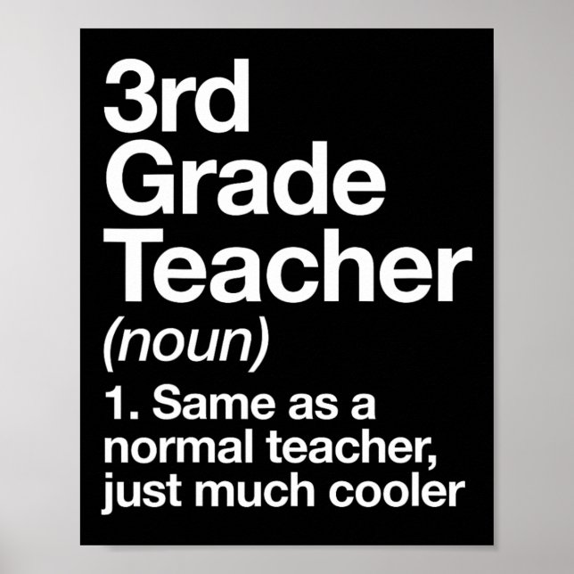 Póster 3rd Grade Teacher Definition Funny Ck To School Fi (Frente)