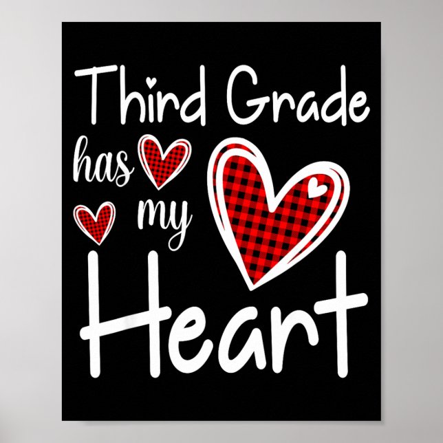 Póster 3rd Third Grade Has My Heart Buffalo Print Teacher (Frente)