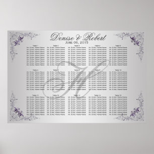 Póster #3Tabla de asientos de Swift Floral Ornate Purple 