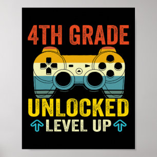 Póster 4º Grado Desbloqueado Nivel Arriba Videojuego Pasa