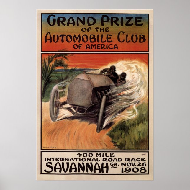 Póster 400 Mile International Road Race Savannah GA 1908 (Frente)