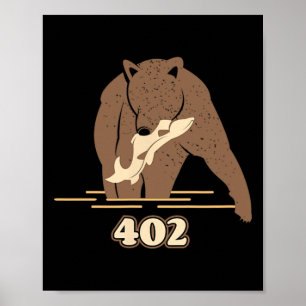 Póster 402 Oso Pesquero Grasa Marrón Grizzly Lover Bearzo