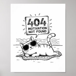 Póster 404 Motivación No Encontrada Divertido Gato Perezo