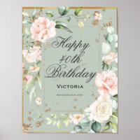 40.º 4040 Birthday Floral Sage Green