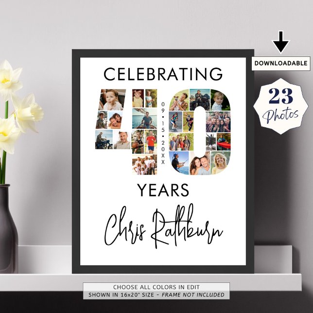 Póster 40.º cumpleaños número 40 23 Collage de fotos (Subido por el creador)