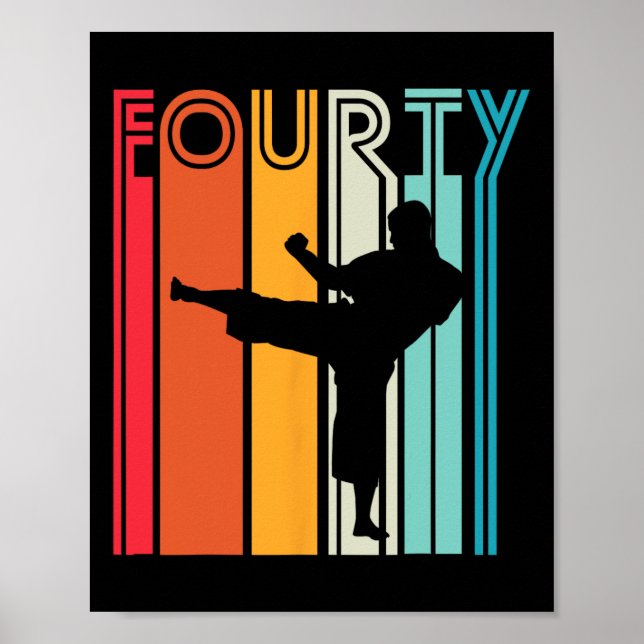 Póster 40.º regalo de cumpleaños Karate Retro Marcial Tae (Frente)