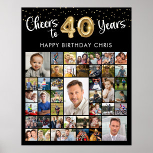 Póster 40 Aniversario 41 Collages de fotos Saludos a 40 a