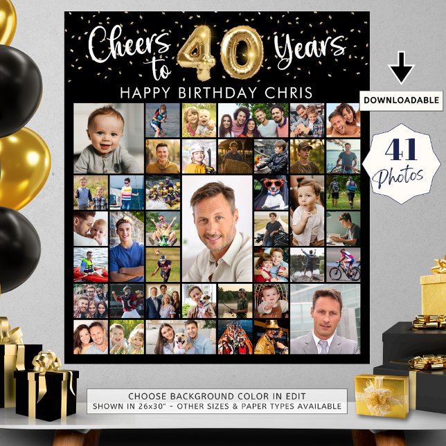 Póster 40 Aniversario 41 Collages de fotos Saludos a 40 a (Subido por el creador)
