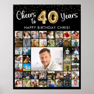 Póster 40 Aniversario 45 Collages de fotos Saludos a 40 a
