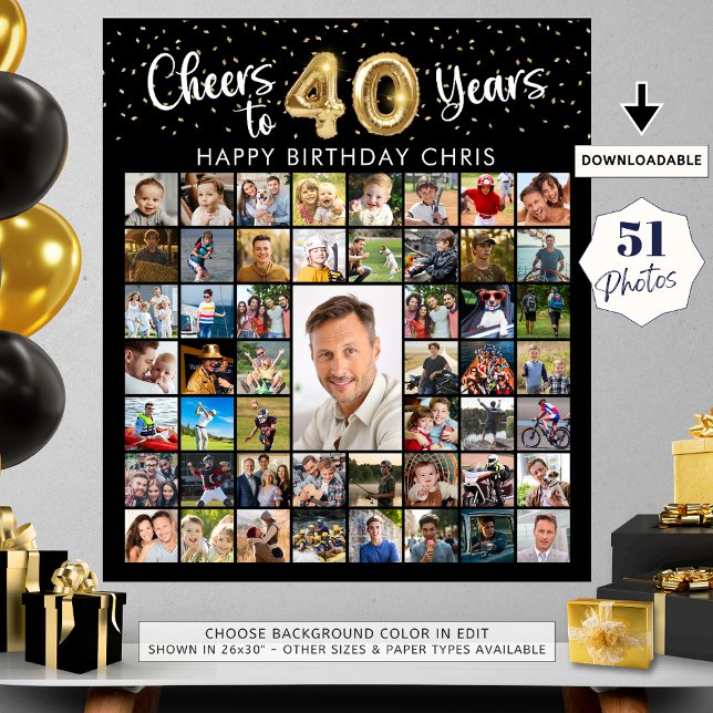 Póster 40 Aniversario 51 Collages de fotos Saludos a 40 a (Subido por el creador)