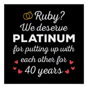 Póster 40° Aniversario Boda I - Pareja divertida Ruby