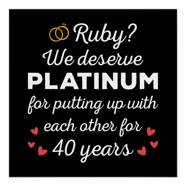 Póster 40° Aniversario Boda I - Pareja divertida Ruby (Anverso)