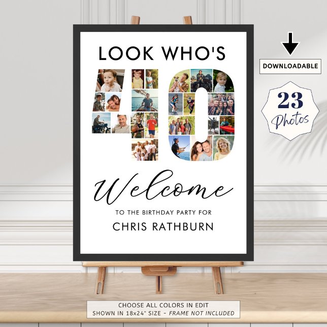 Póster 40 cumpleaños número 40 23 fotos mira quién tiene  (Subido por el creador)