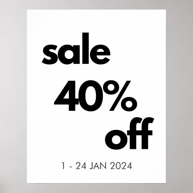 Póster 40% de descuento en Rótulo de venta, venta al por  (Frente)