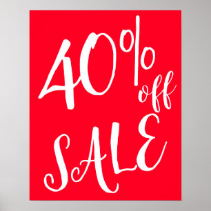 Póster 40% de descuento Rótulo de venta, Rótulo de venta