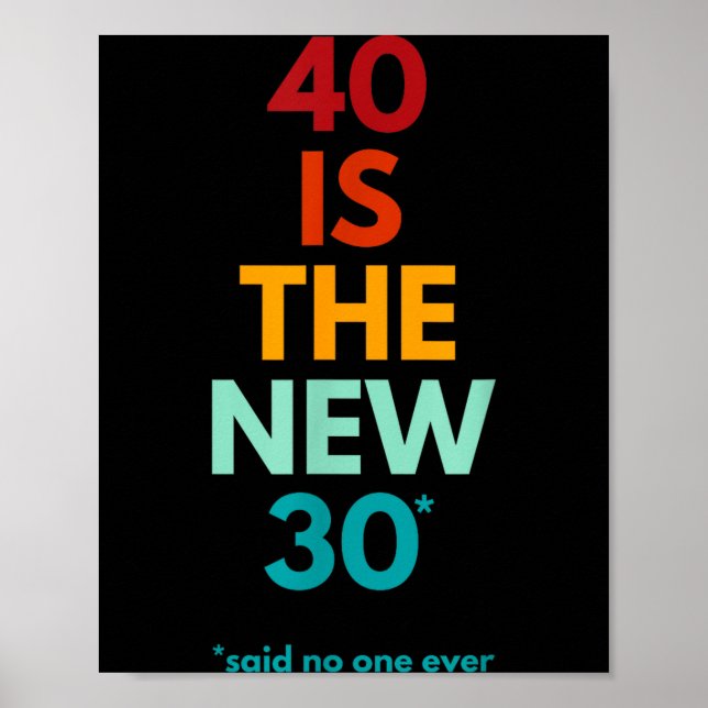 Póster 40 Is The New 30 Said Ever, Funny 40th Birthday  (Frente)