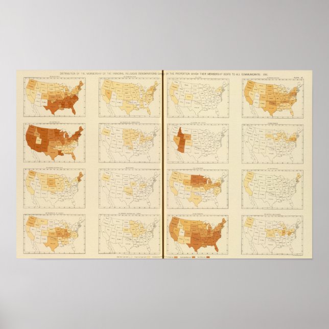 Póster 40 Miembros, principales denominaciones 1890 (Frente)